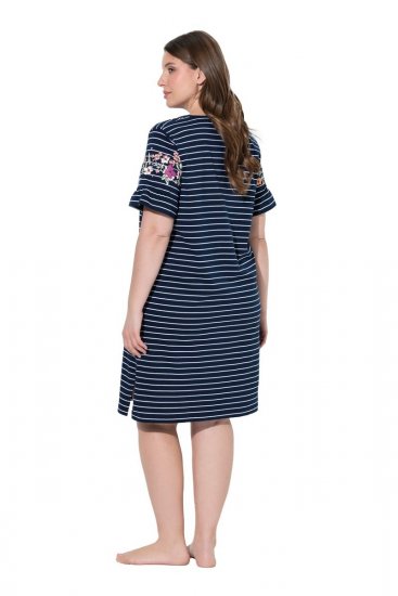 Ulla Popken 850401 Chemise de nuit fleurie Bleu marine - Chemises de nuit - 