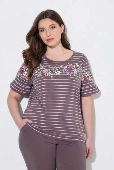Ulla Popken 850403 Pyjama à fleurs Marron - Pyjamas/vêtements de détente - 
