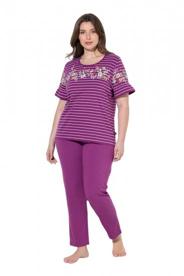 Ulla Popken 850403 Pyjama à fleurs Violet - Pyjamas/vêtements de détente - 