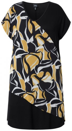 Ulla Popken 850406 Robe en mousseline imprimée Noir - Robes - Robes pour toutes les tailles