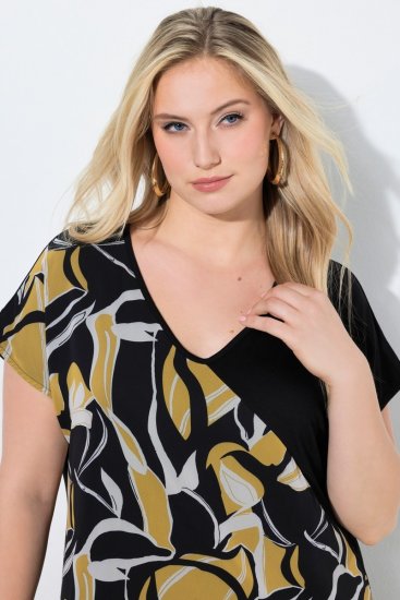 Ulla Popken 850406 Robe en mousseline imprimée Noir - Robes - Robes pour toutes les tailles