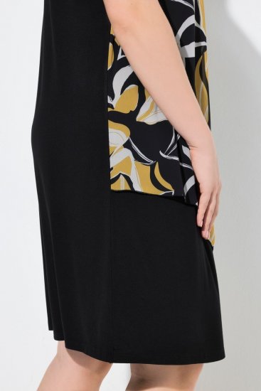 Ulla Popken 850406 Robe en mousseline imprimée Noir - Robes - Robes pour toutes les tailles