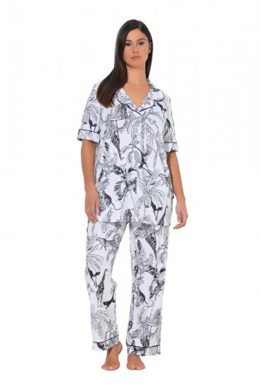 Ulla Popken 850441 Pyjama à motifs Blanc cassé - Pyjamas/vêtements de détente - 