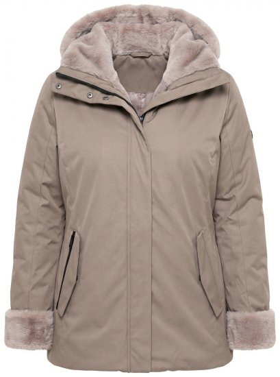 Ulla Popken 850509 Veste en fausse fourrure Taupe - Vestes - Vestes femme grande taille