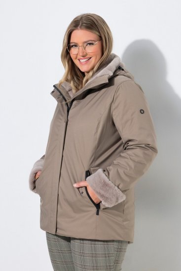 Ulla Popken 850509 Veste en fausse fourrure Taupe - Vestes - Vestes femme grande taille
