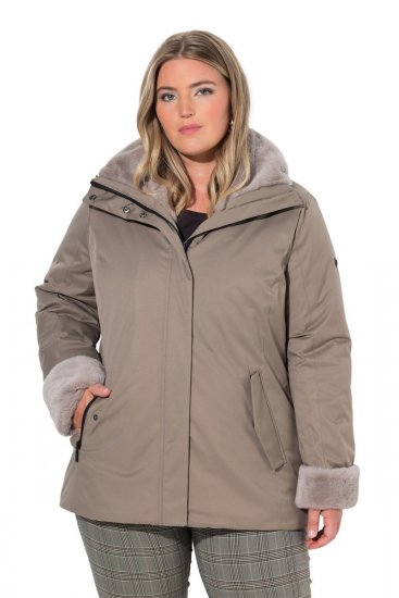 Ulla Popken 850509 Veste en fausse fourrure Taupe - Vestes - Vestes femme grande taille