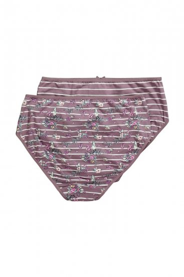 Ulla Popken 850538 Culottes à fleurs en coton bio lot de 2 Marron - Culottes - 