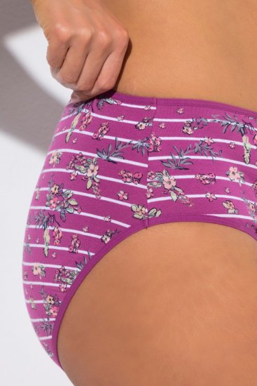 Ulla Popken 850538 Culottes à fleurs en coton bio lot de 2 Violet - Culottes - 