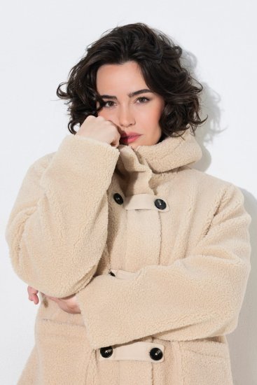 Ulla Popken 850589 Veste teddy Blanc cassé - Vestes - Vestes femme grande taille