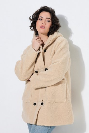 Ulla Popken 850589 Veste teddy Blanc cassé - Vestes - Vestes femme grande taille