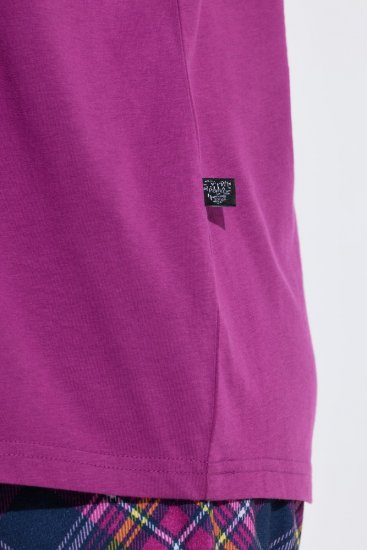 Ulla Popken 850864 Ensemble pyjama 3 pièces à carreaux Violet - Pyjamas/vêtements de détente - 