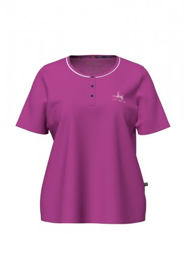 Ulla Popken 850864 Ensemble pyjama 3 pièces à carreaux Violet - Pyjamas/vêtements de détente - 