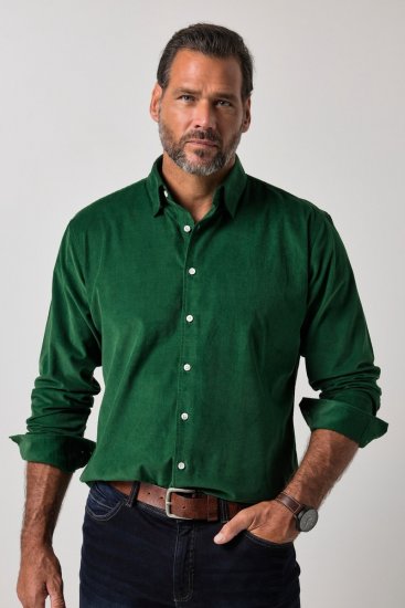 JP1880 850921 Chemise en velours côtelé manches longues Vert forêt TALL - TALL chemises - Chemises TALL grande longueur