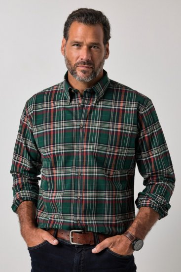 JP1880 850923 Chemise à carreaux manches longues Vert forêt TALL - TALL chemises - Chemises TALL grande longueur