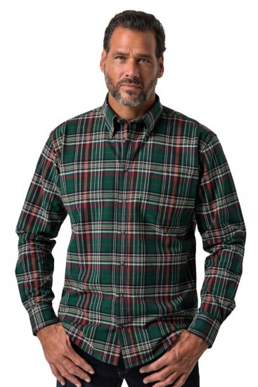 JP1880 850923 Chemise à carreaux manches longues Vert forêt TALL - TALL chemises - Chemises TALL grande longueur