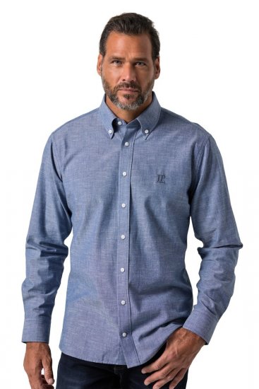 JP1880 850931 Chemise en chambray manches longues Bleu denim TALL - TALL chemises - Chemises TALL grande longueur