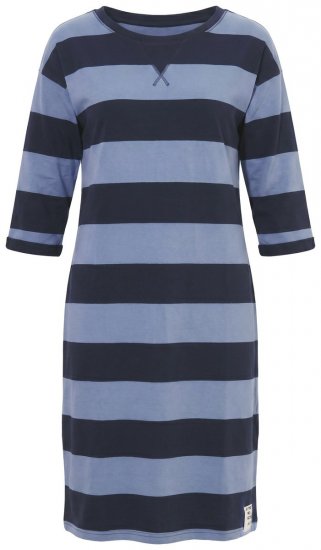 Ulla Popken 850958 Robe sweat rayée à manches 3/4 Bleu marine - Robes sweat - 
