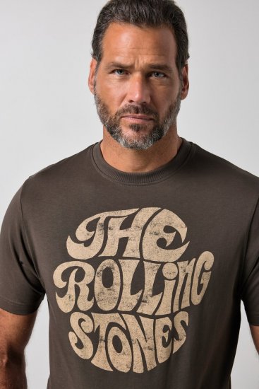 JP1880 851001 Rolling Stones Retro Logo T-shirt Noisette TALL - TALL T-shirts - T-Shirts pour Hommes Grands