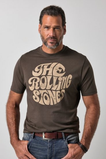 JP1880 851001 Rolling Stones Retro Logo T-shirt Noisette TALL - TALL T-shirts - T-Shirts pour Hommes Grands