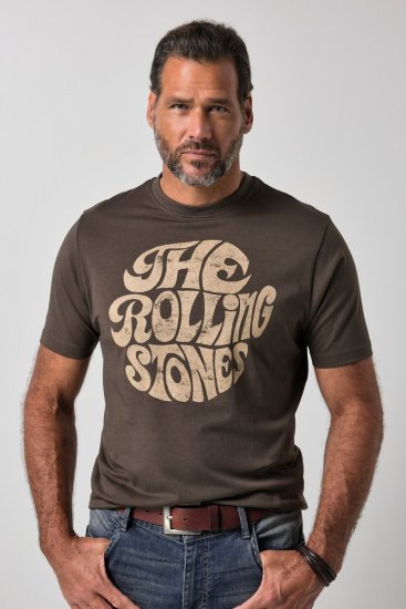 JP1880 851001 Rolling Stones Retro Logo T-shirt Noisette - T-shirts de groupes - T-shirts de groupes grande taille