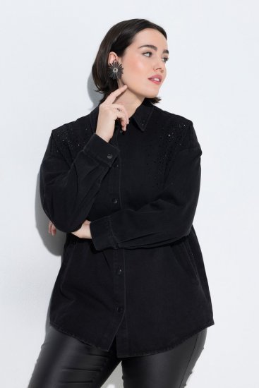 Ulla Popken 851036 Veste en jean Anthracite - Vestes - Vestes femme grande taille