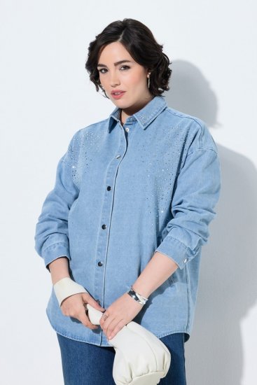 Ulla Popken 851036 Veste en jean Bleu clair - Vestes - Vestes femme grande taille