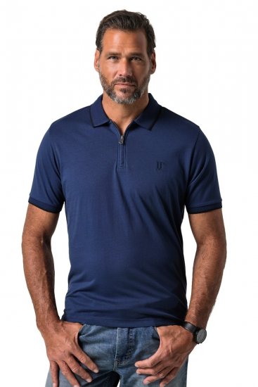 JP1880 851048 Polo zippé Bleu nuit TALL - TALL polos - Polos TALL pour hommes grands