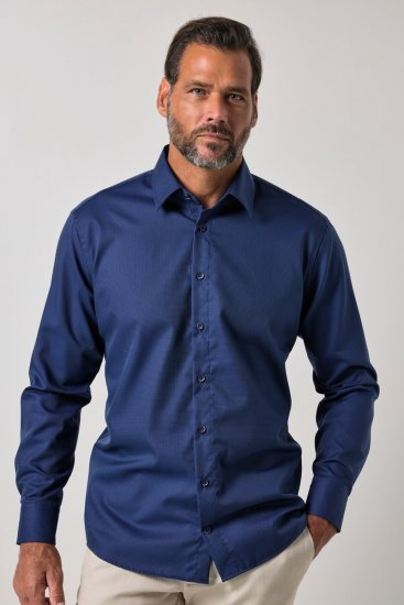 JP1880 851055 Chemise business à motifs sans repassage manches longues Bleu marine TALL - TALL chemises - Chemises TALL grande longueur