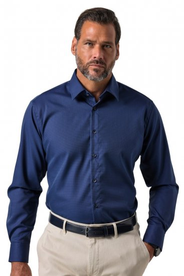 JP1880 851055 Chemise business à motifs sans repassage manches longues Bleu marine TALL - TALL chemises - Chemises TALL grande longueur