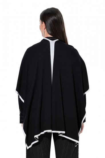Ulla Popken 851127 Poncho ouvert en maille à bordure strass Noir - Ponchos & capes - 
