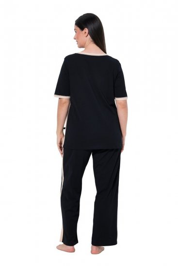 Ulla Popken 851245 Pyjama à rayures Noir - Pyjamas/vêtements de détente - 