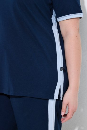 Ulla Popken 851245 Pyjama à rayures Bleu marine - Pyjamas/vêtements de détente - 