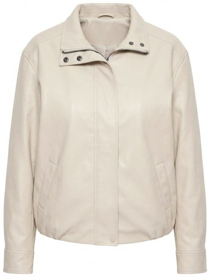 Ulla Popken 851329 Veste biker effet cuir zippée Taupe - Vestes - Vestes femme grande taille