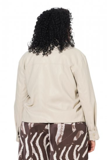 Ulla Popken 851329 Veste biker effet cuir zippée Taupe - Vestes - Vestes femme grande taille