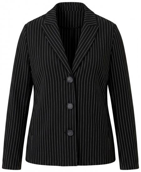 Ulla Popken 851341 Blazer stretch à fines rayures Noir - Blazers - Blazers grande taille pour femme