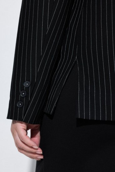 Ulla Popken 851341 Blazer stretch à fines rayures Noir - Blazers - Blazers grande taille pour femme