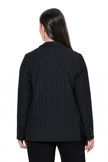 Ulla Popken 851341 Blazer stretch à fines rayures Noir - Blazers - Blazers grande taille pour femme