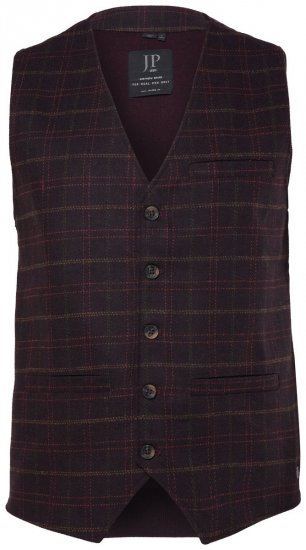 JP1880 851393 Gilet en tweed à carreaux Bordeaux - Costumes - Costumes grandes tailles 