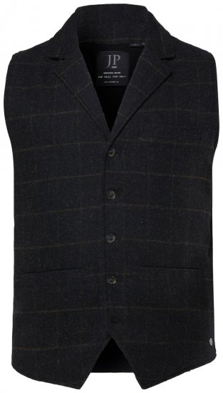 JP1880 851395 Gilet en tweed à carreaux stretch Noir - Costumes - Costumes grandes tailles 