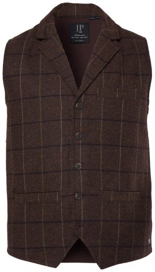 JP1880 851395 Gilet en tweed à carreaux stretch Marron foncé - Costumes - Costumes grandes tailles 