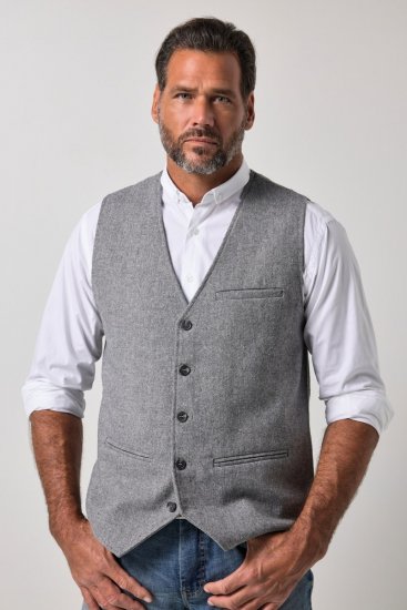 JP1880 851399 Gilet en mélange de laine à dos tricoté Gris clair - Costumes - Costumes grandes tailles 