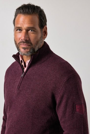 JP1880 851428 Pull tricoté col zippé Prune TALL - TALL sweatshirts - Sweats et hoodies TALL