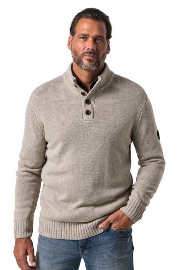 JP1880 851436 Pull tricoté à col boutonné Brun noisette TALL - TALL sweatshirts - Sweats et hoodies TALL