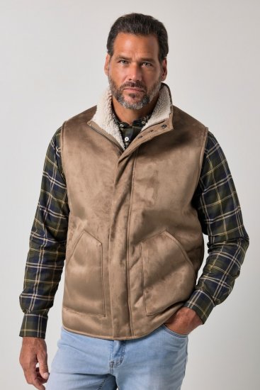 JP1880 851516 Gilet aspect daim à doublure teddy Beige - Vestes - Vestes Homme Grandes Tailles