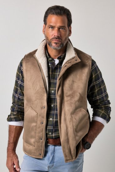 JP1880 851516 Gilet aspect daim à doublure teddy Beige - Vestes - Vestes Homme Grandes Tailles