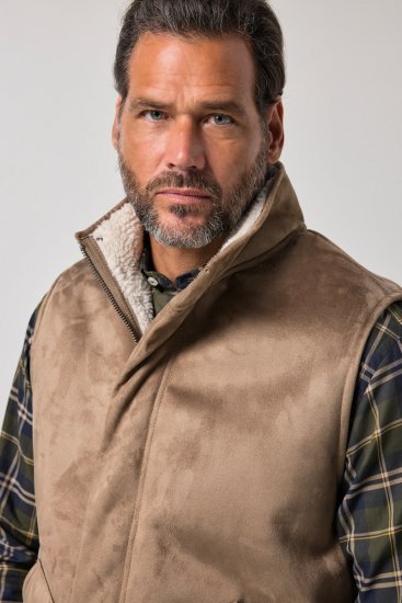 JP1880 851516 Gilet aspect daim à doublure teddy Beige - Vestes - Vestes Homme Grandes Tailles