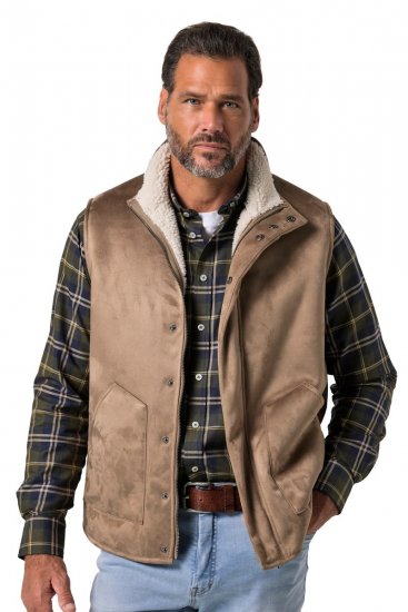 JP1880 851516 Gilet aspect daim à doublure teddy Beige - Vestes - Vestes Homme Grandes Tailles