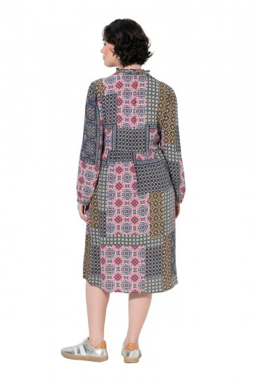 Ulla Popken 851546 Robe mi-longue imprimée Jaune moutarde - Robes midi - Robes midi grande taille