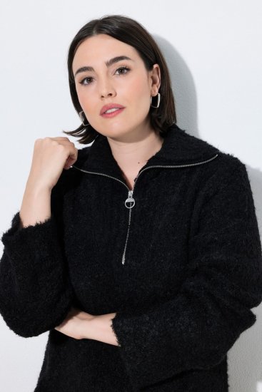 Ulla Popken 851563 Robe en maille à manches longues et col roulé Noir - Robes - Robes pour toutes les tailles