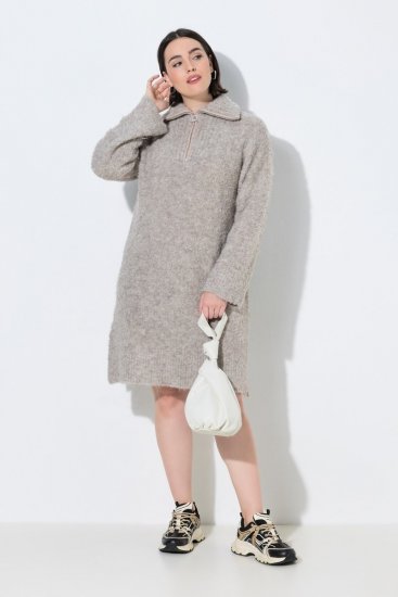 Ulla Popken 851563 Robe en maille à manches longues Beige - Robes - Robes pour toutes les tailles